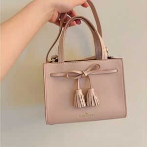 Kate Spade Hayes Street Small Satchel in Baby Pink with Pink Leather Edging